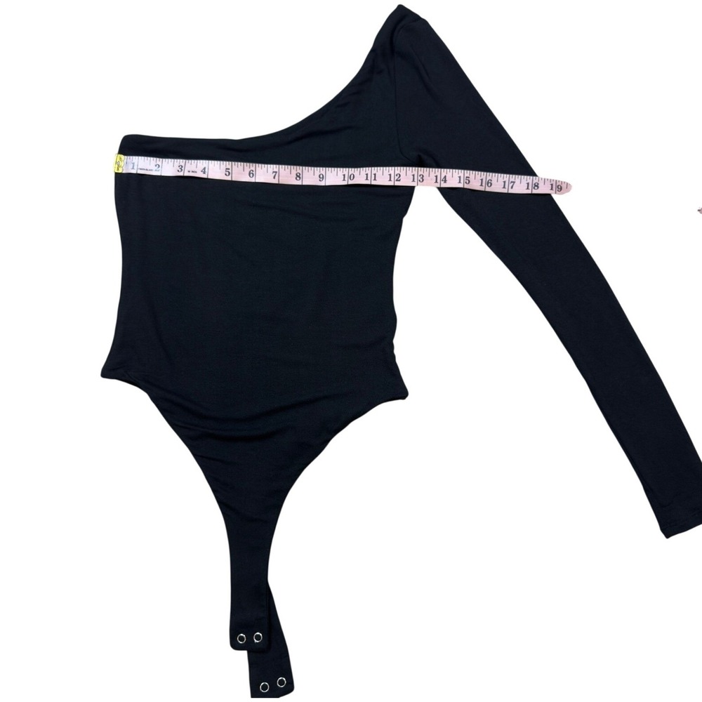 Naked Wardrobe One Shoulder Long Sleeve Bodysuit Black NW-B0062 Medium NWT - Picture 7 of 10